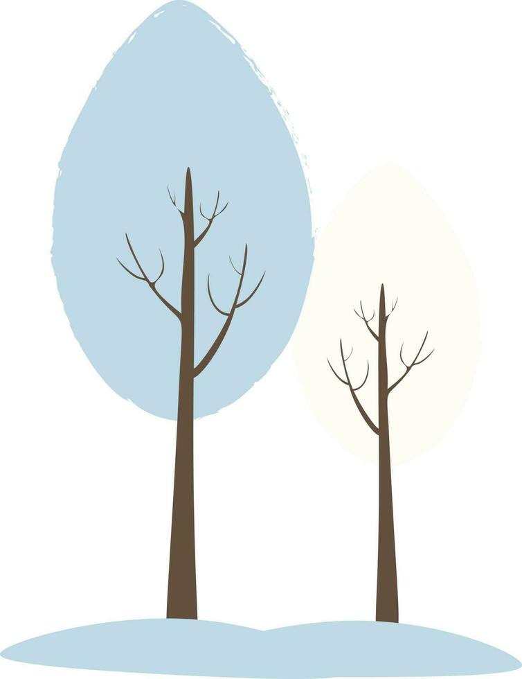 vector ilustración con dos arboles con nieve en invierno en dibujos animados estilo