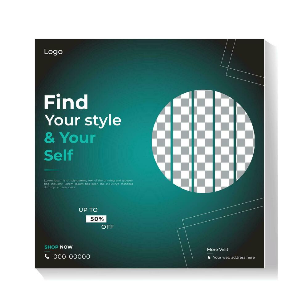 Fashion social media post template. for web banner ads vector