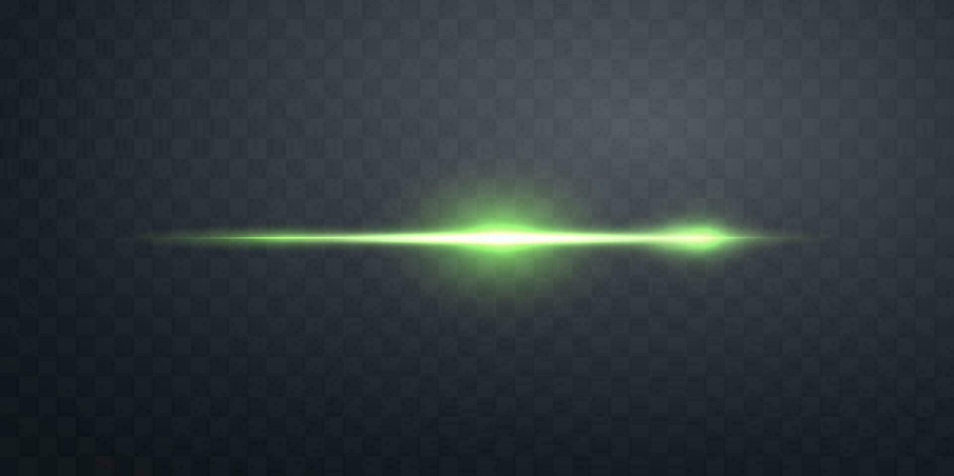 Green lens flare. Sun flash with rays or spotlight. Green glow flare light effect. Vector illustration