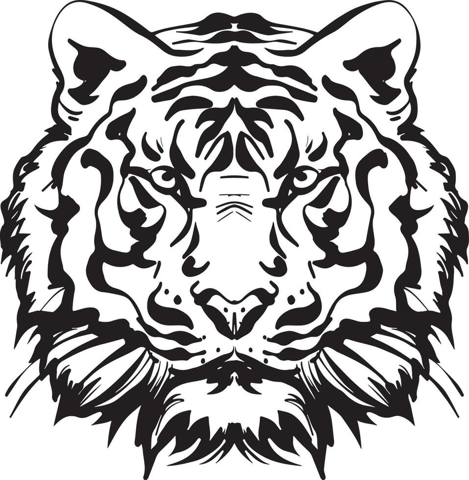 tiger face animal ink style wild vector