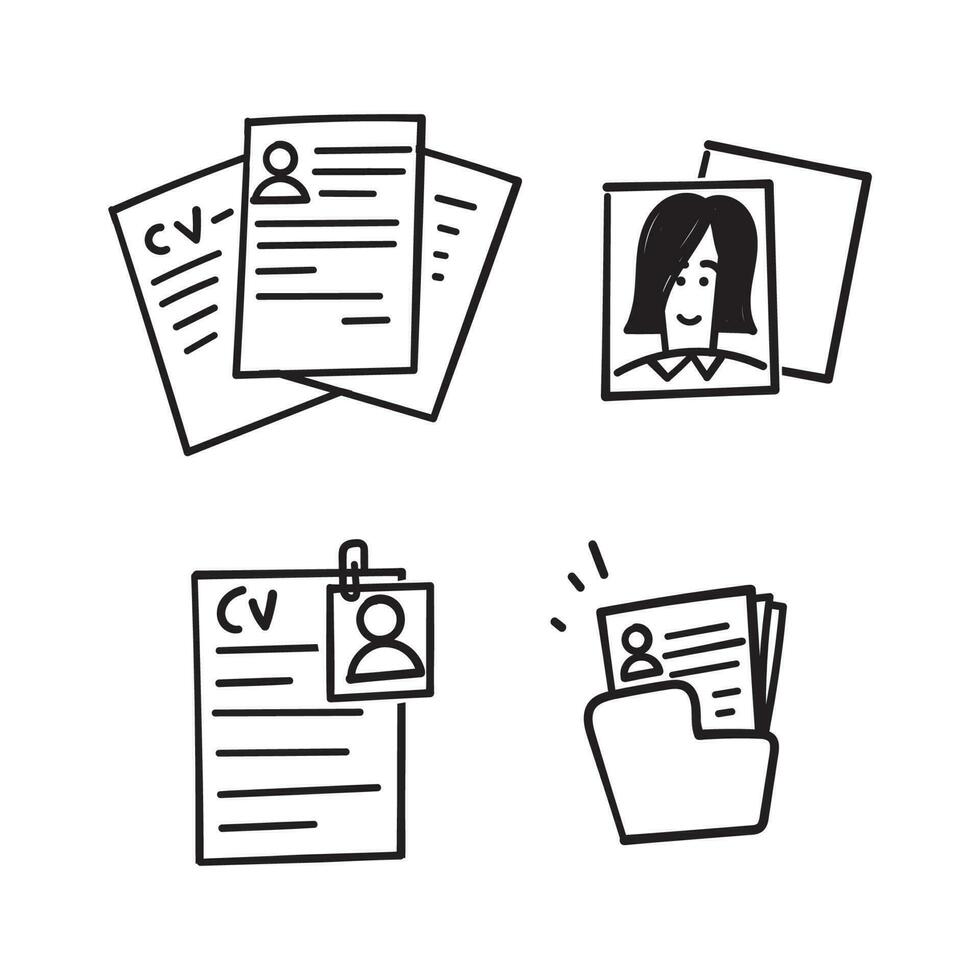 hand drawn cv resume document related illustration vector