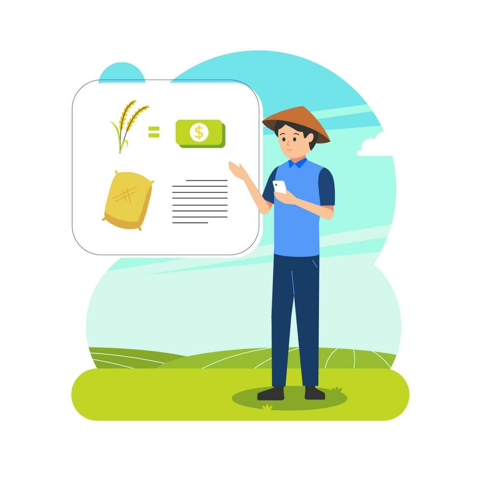 modern farmers use technology for agriculture vector