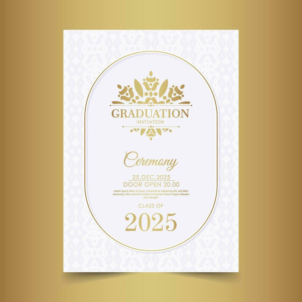 Elegant graduation invitation template with ornament vector