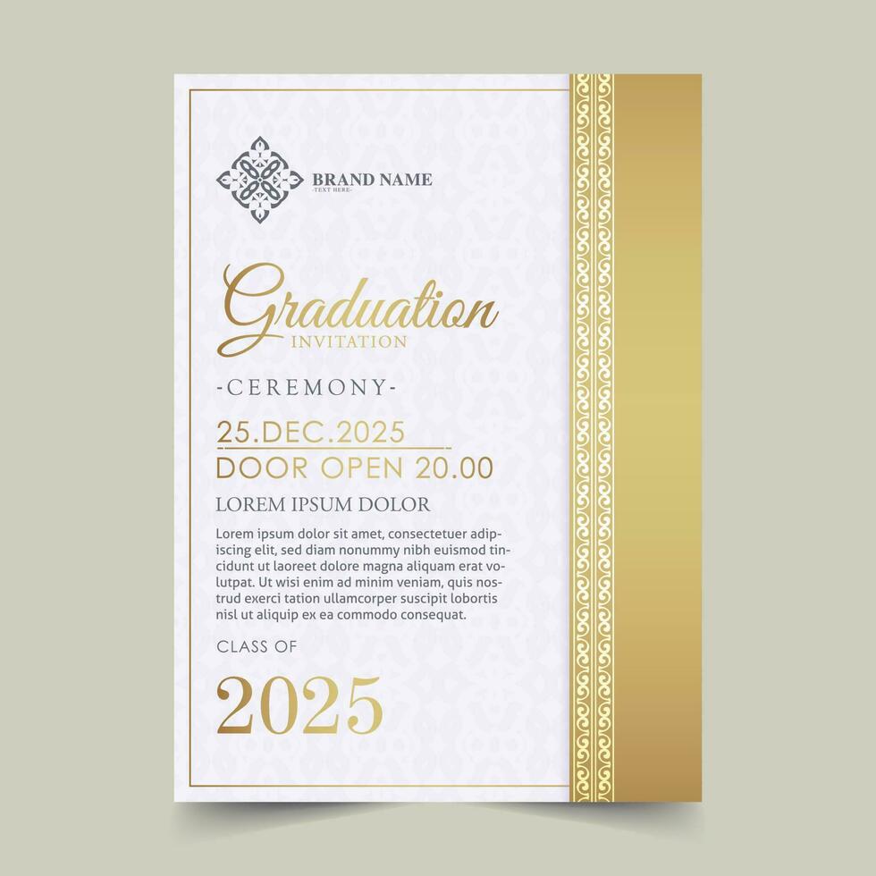 Elegant graduation invitation template with ornament vector