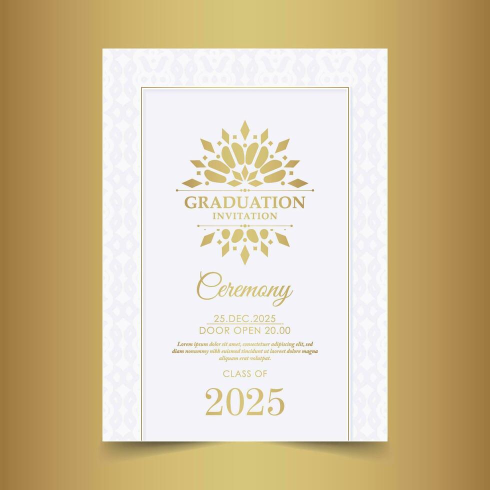 Elegant graduation invitation template with ornament vector