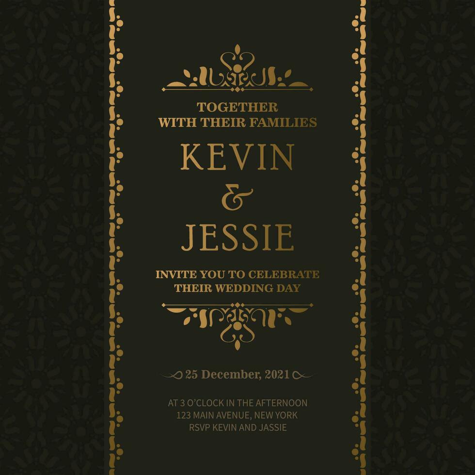 Elegant wedding invitation with pattern motif vector