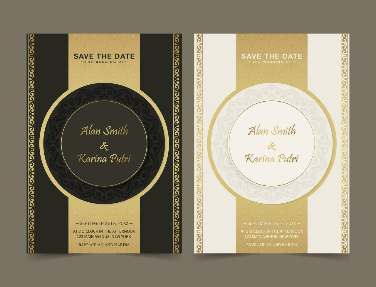 Elegant wedding invitation with pattern motif vector