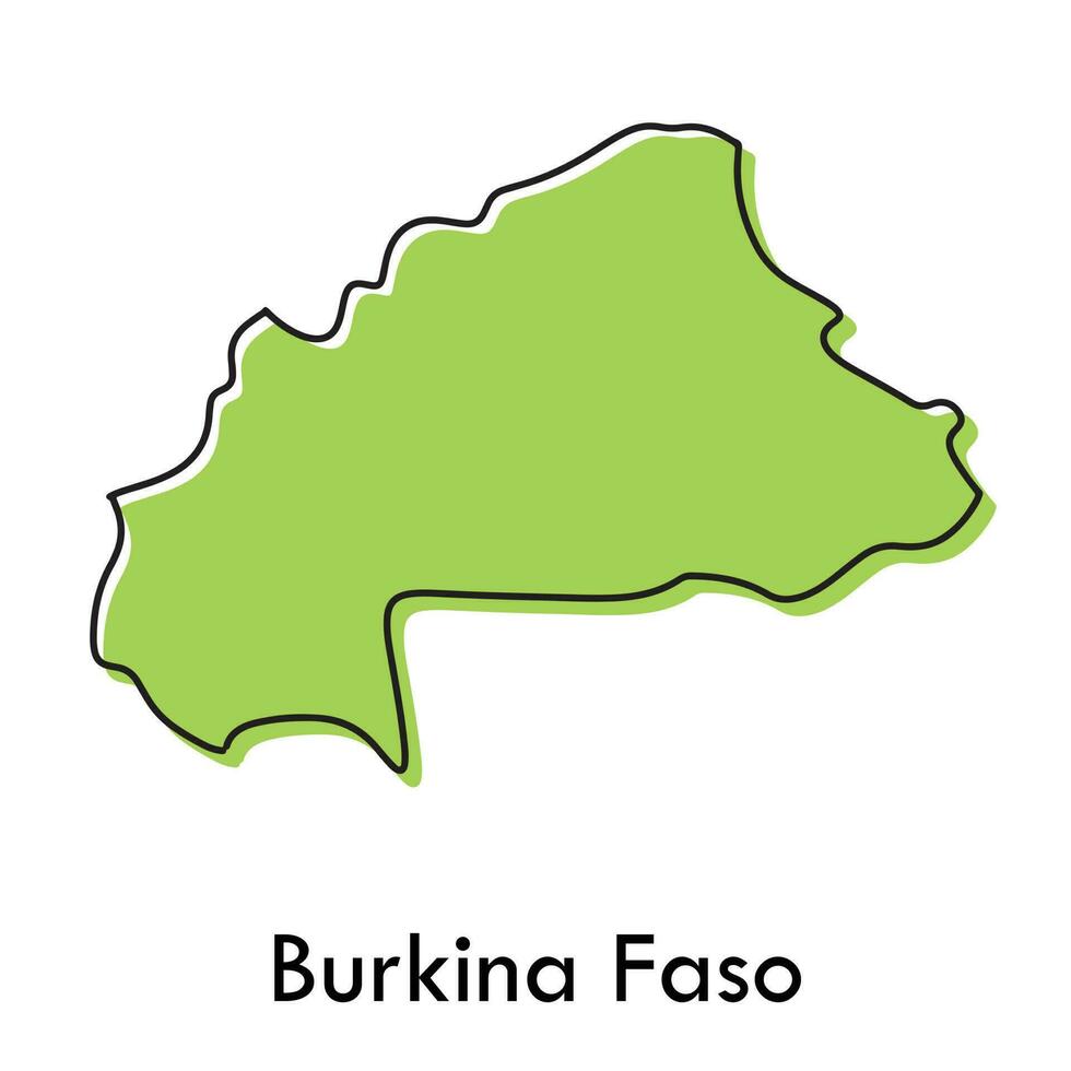 burkina faso mapa - sencillo mano dibujado estilizado concepto con bosquejo negro línea contorno contorno. país frontera silueta dibujo vector ilustración