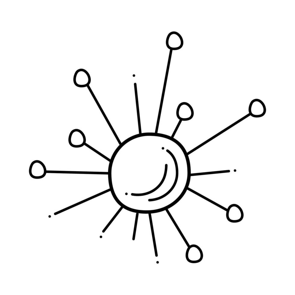 Sun. Doodle black and white vector illustration.