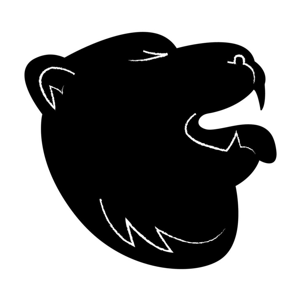 oso cabeza silueta con abierto boca. garabatear negro y blanco vector ilustración.