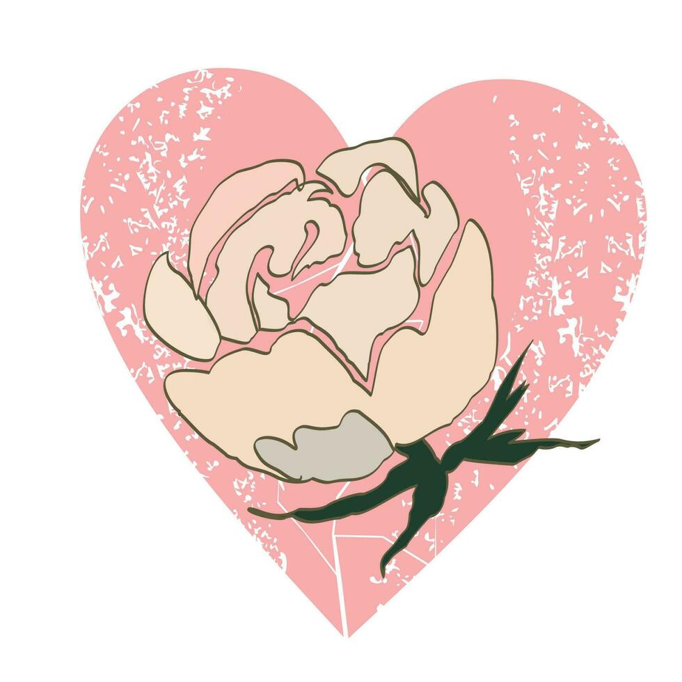 camiseta diseño de un Rosa con un rosado corazón. vector ilustración para San Valentín día.