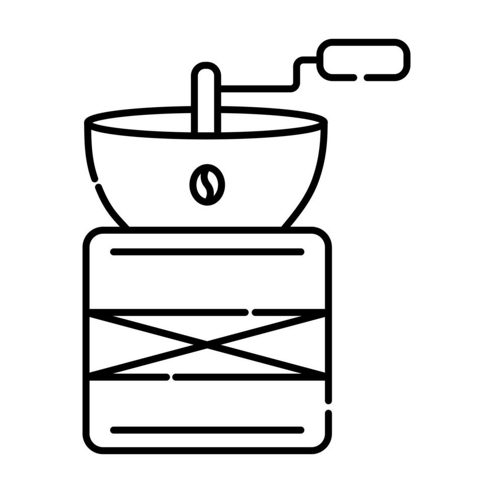 Coffee grinder black and white vector line icon