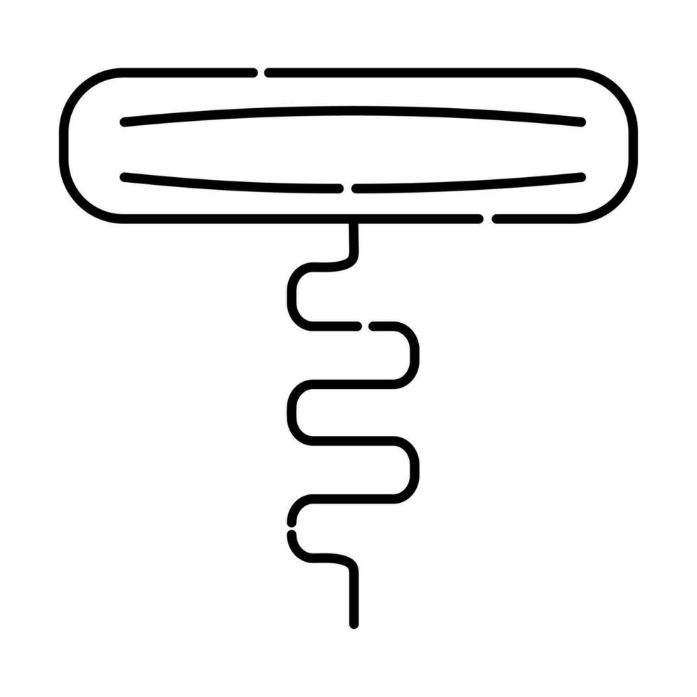 Corkscrew black and white vector line illustration