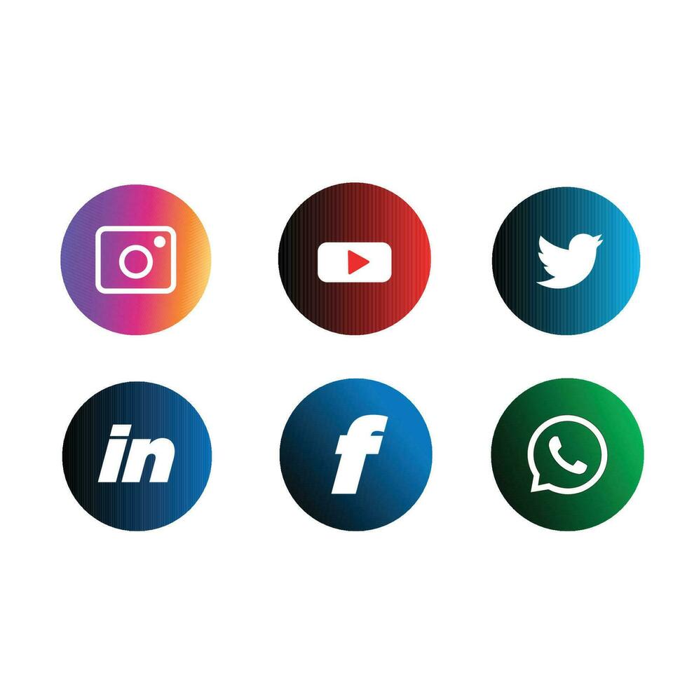 Popular social network logo icons vector