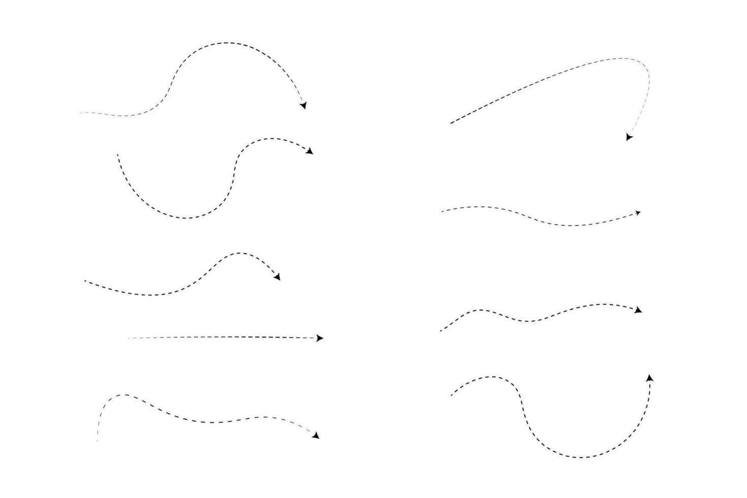 Set of dashed line arrows vector