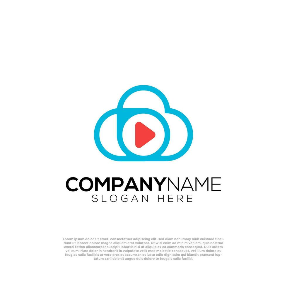 Vector play button cloud tech logo