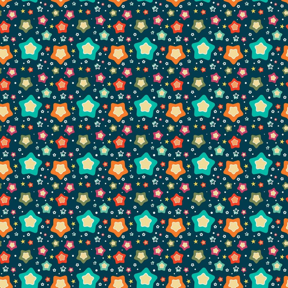 Seamless stars pattern on dark background. Star vector illustration