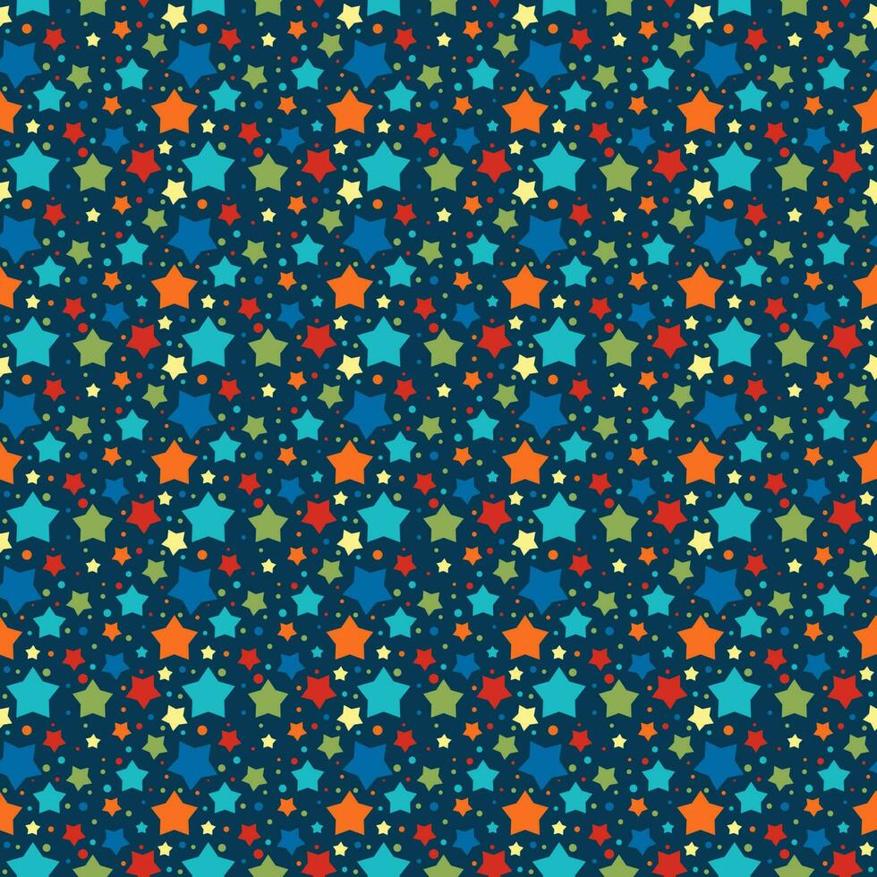 Seamless stars pattern on dark background. Star vector illustration