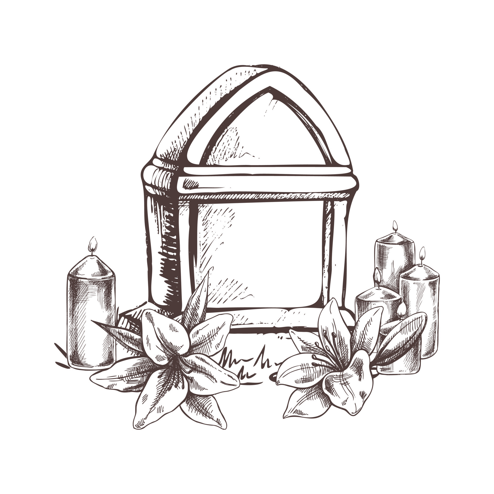 Detailed Drawn Design Of The Graveyard As Well As The House With Tombstones  Outline Sketch Drawing Vector Graveyard Drawing Graveyard Outline Graveyard  Sketch PNG and Vector with Transparent Background for Free Download
