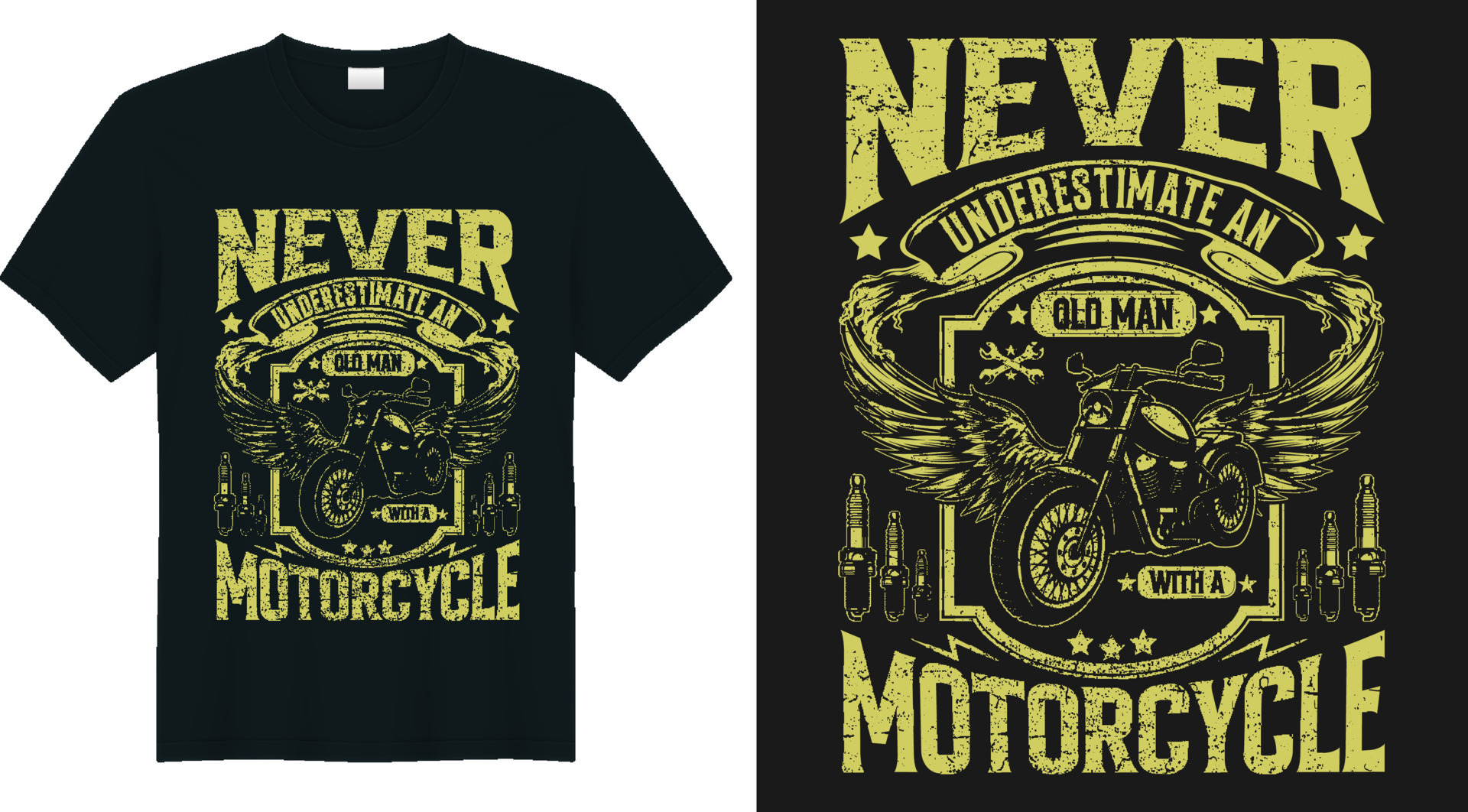 Never underestimate an old man with a motorcycle t shirt design ...