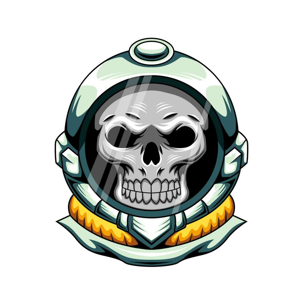 Illustration of astronaut human skull mascot character vector