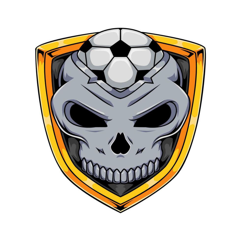 Illustration of soccer human skull character sport team badge vector