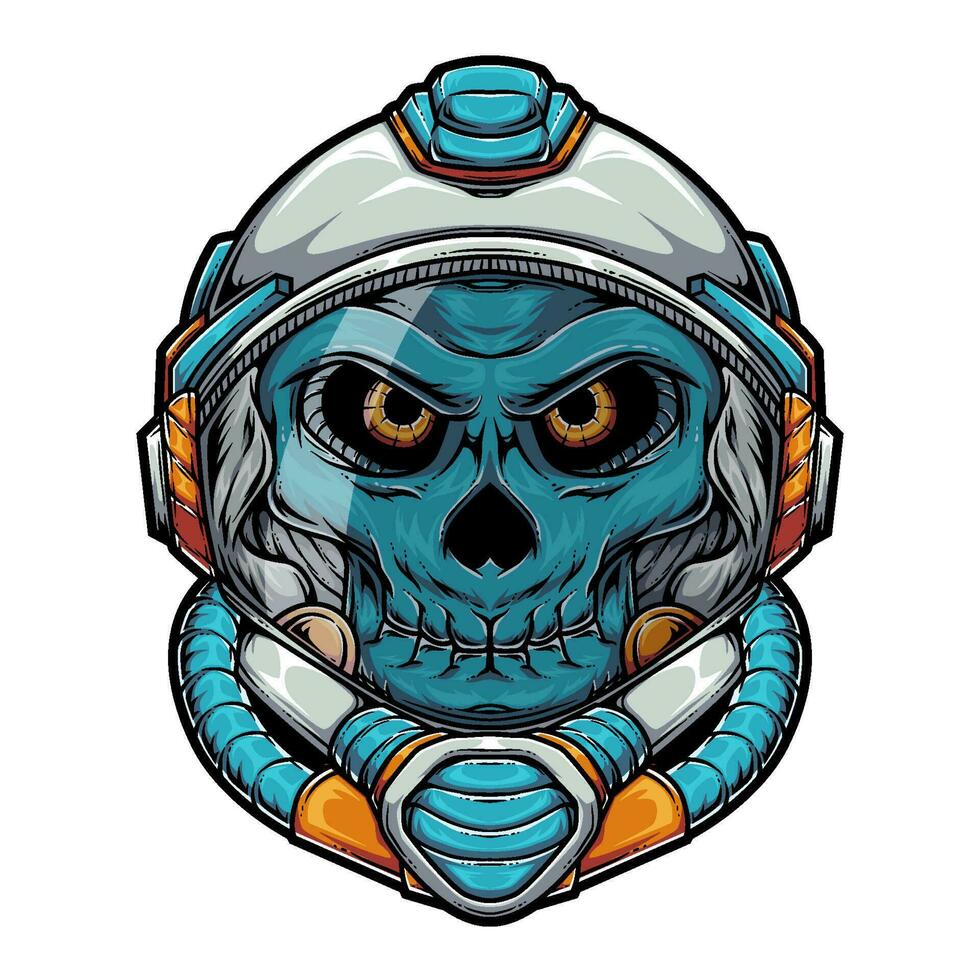 Illustration of astronaut human skull mascot character vector