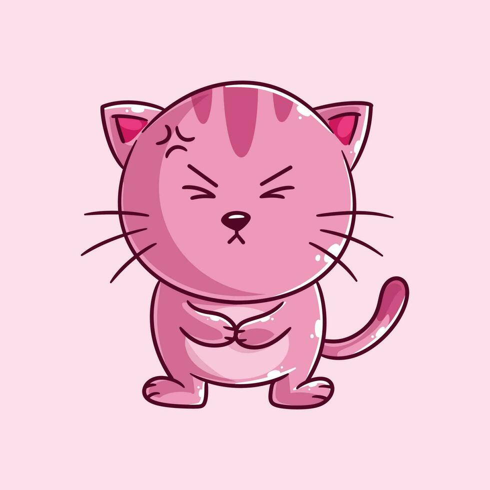 Cute kitten showing angry expression vector