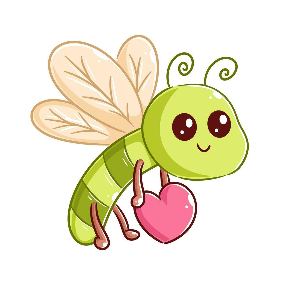 Cute butterfly is flying alone carrying a heart 23891064 Vector Art at