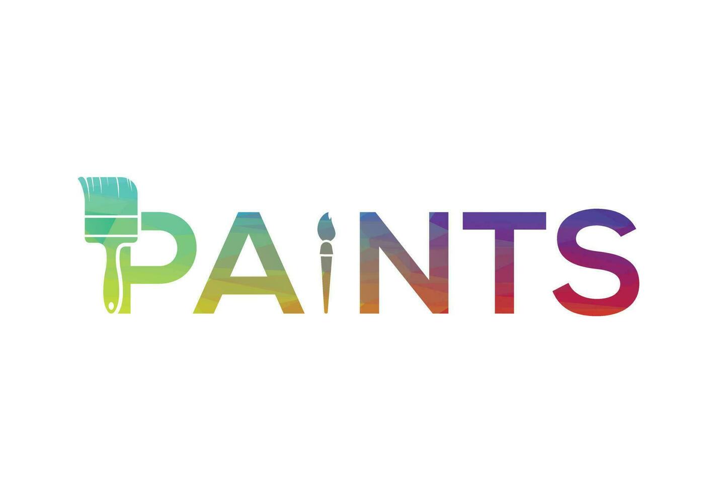 Low Poly and Creative Paint  Brush logo design, Vector design concept