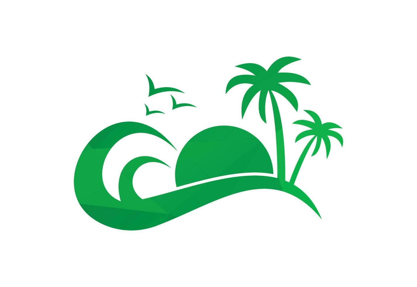 Low Poly and Beach logo design, Vector design concept