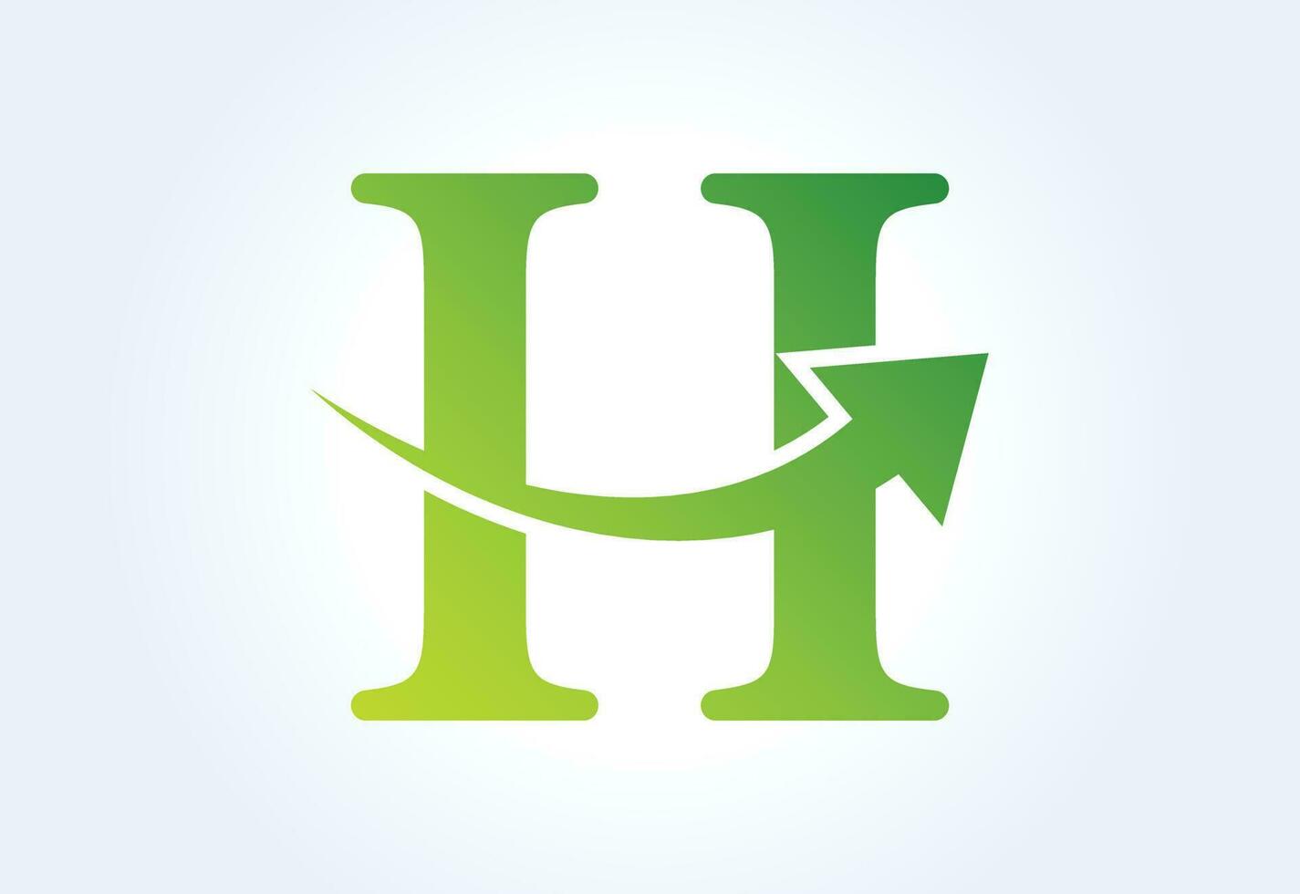Gradient H letter logo design with swoosh, Vector design template