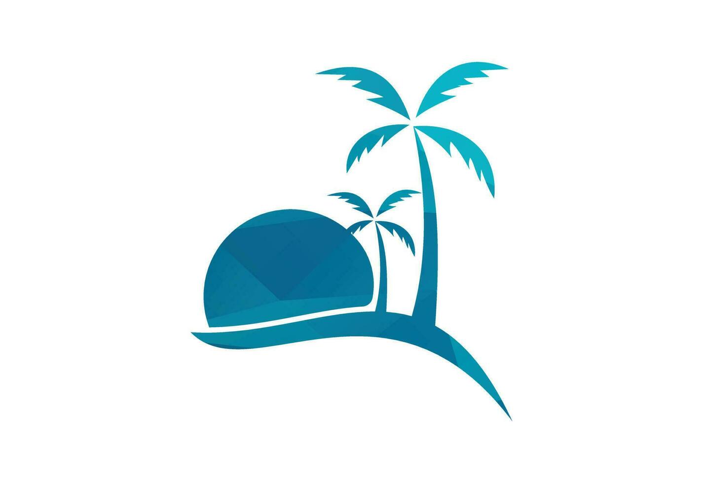 Low Poly and Beach logo design, Vector design concept