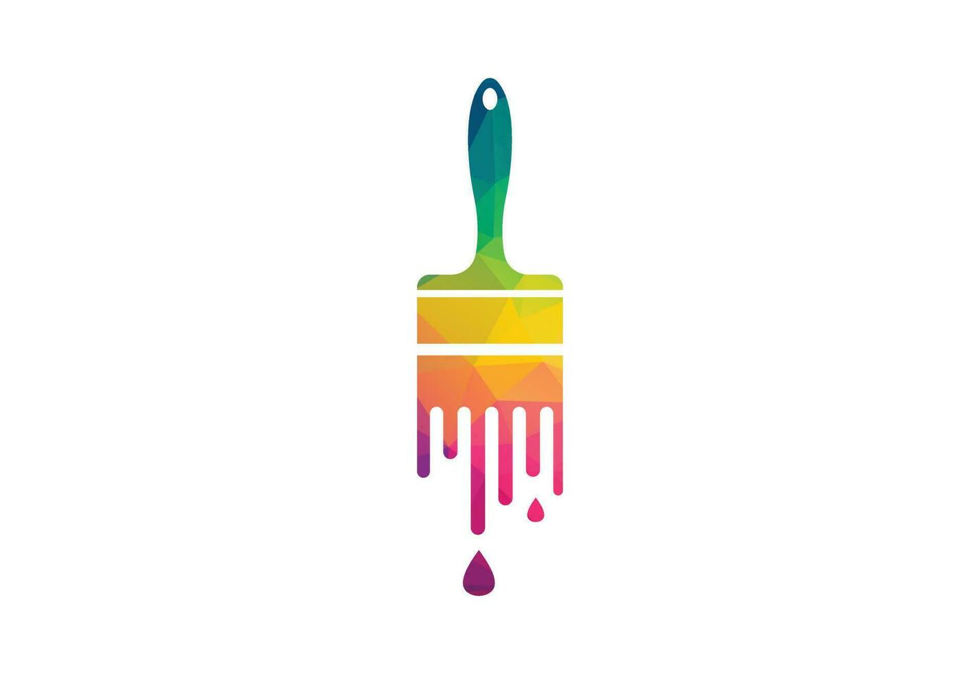 Low Poly and Creative Paint  Brush logo design, Vector design concept