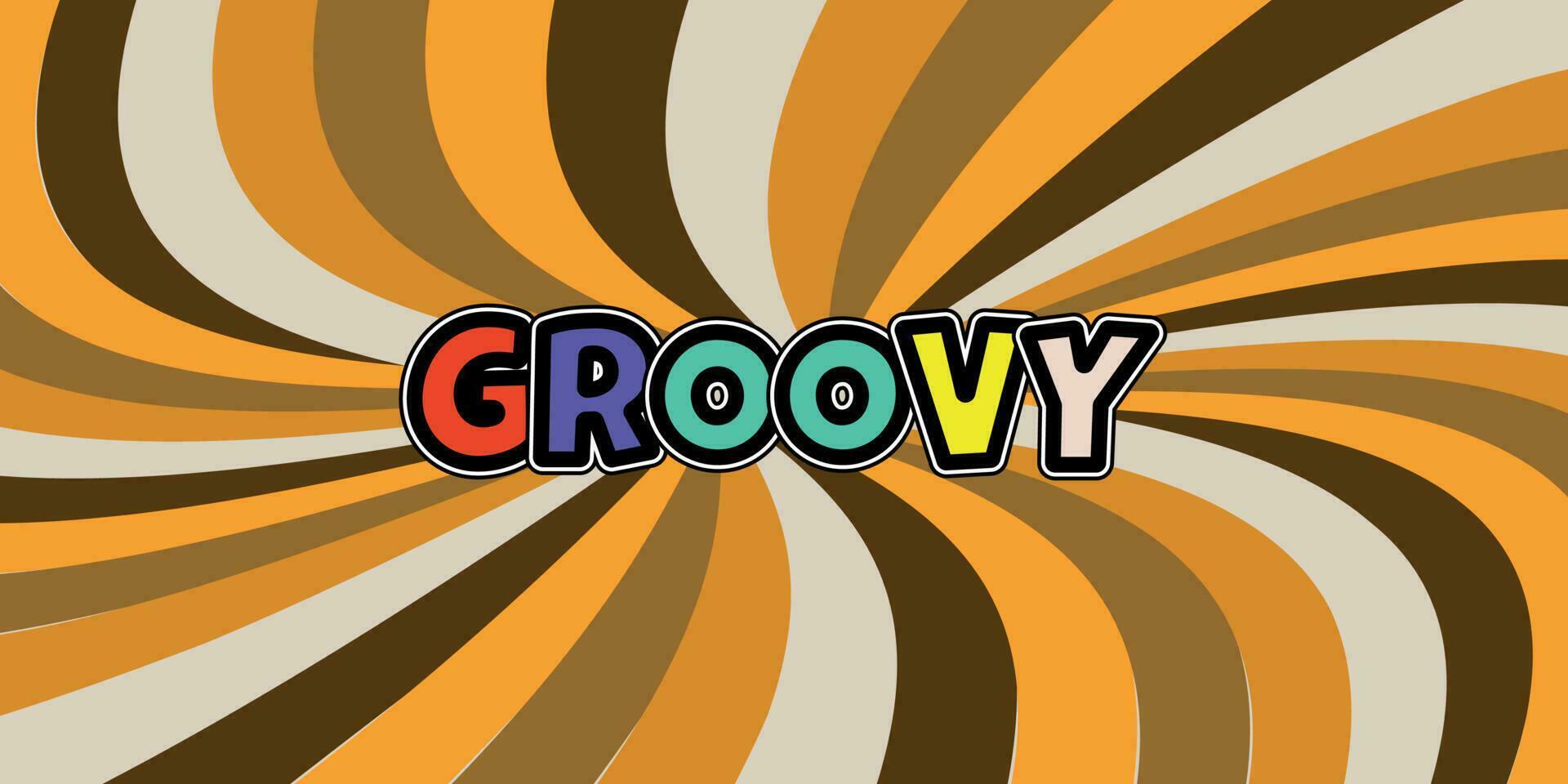 Groovy retro background of the 70s. Abstract vintage background. Vector illustration in a simple linear style-design template-hippie style.