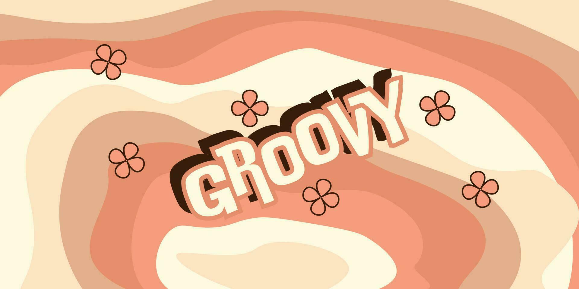 Groovy retro background of the 70s. Abstract vintage background. Vector illustration in a simple linear style-design template-hippie style.