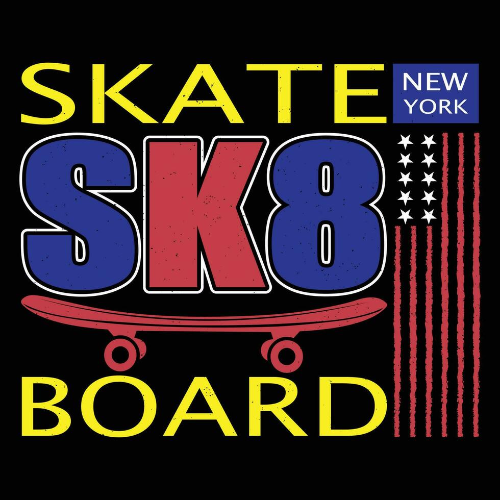 Skateboard Sk8 New York T-shirt Design vector