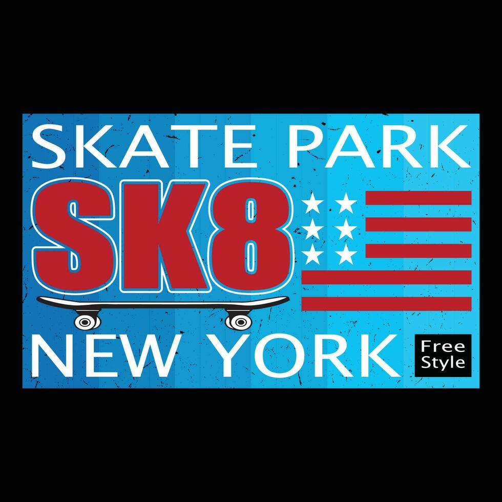 Skate Park SK8 New York City Freestyle T-shirt Design vector