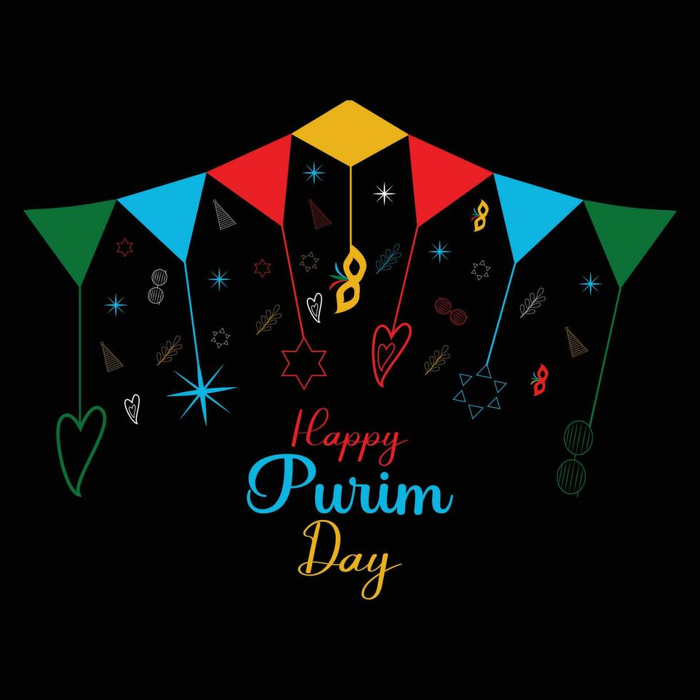 Happy Purim Day T-shirt Design vector