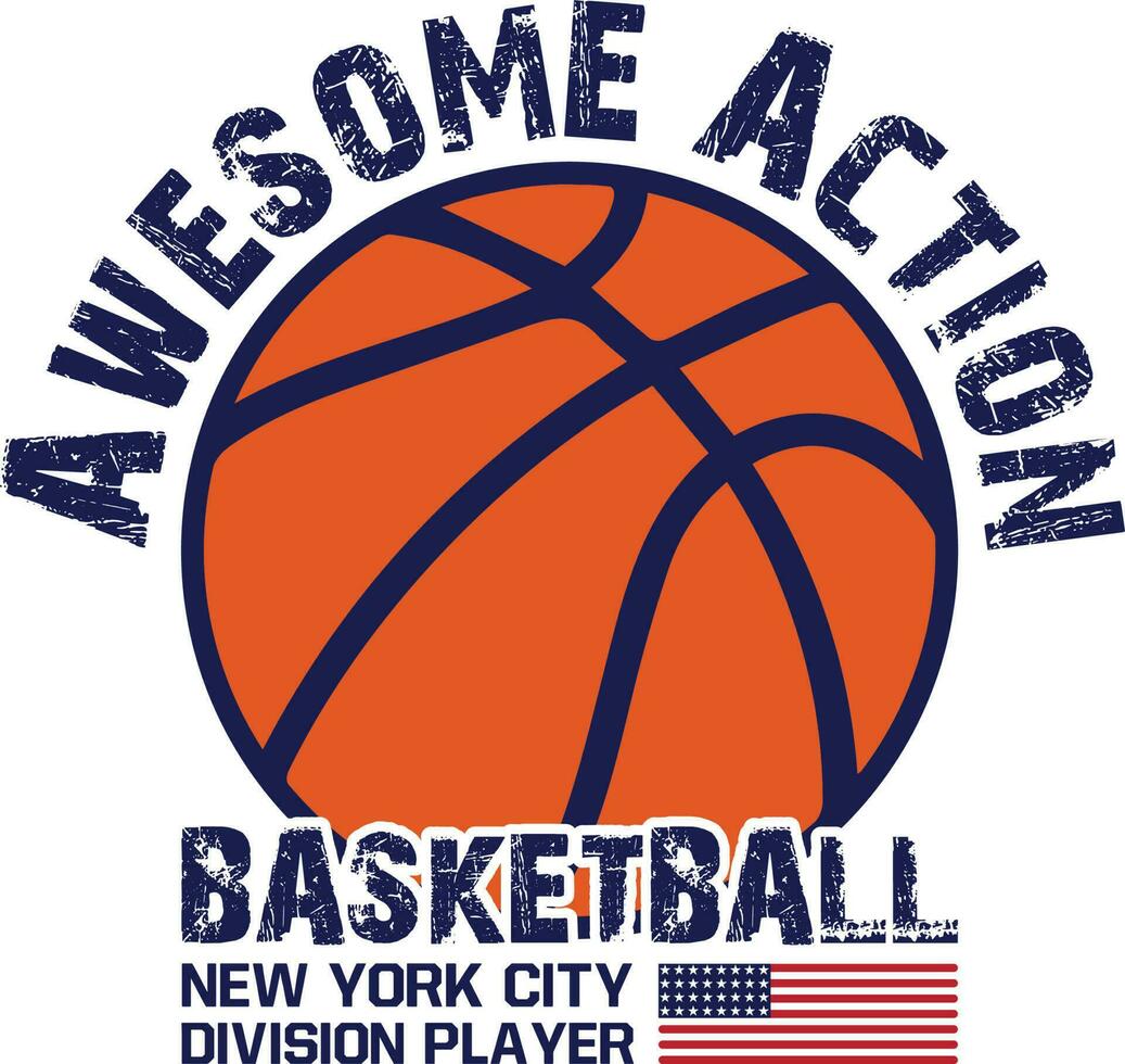 Awesome Action Basketball New York City Division Player T-shirt Design vector