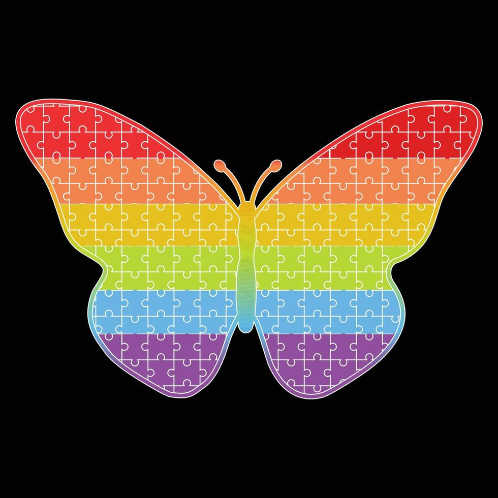 autismo logo mariposa vector ilustración