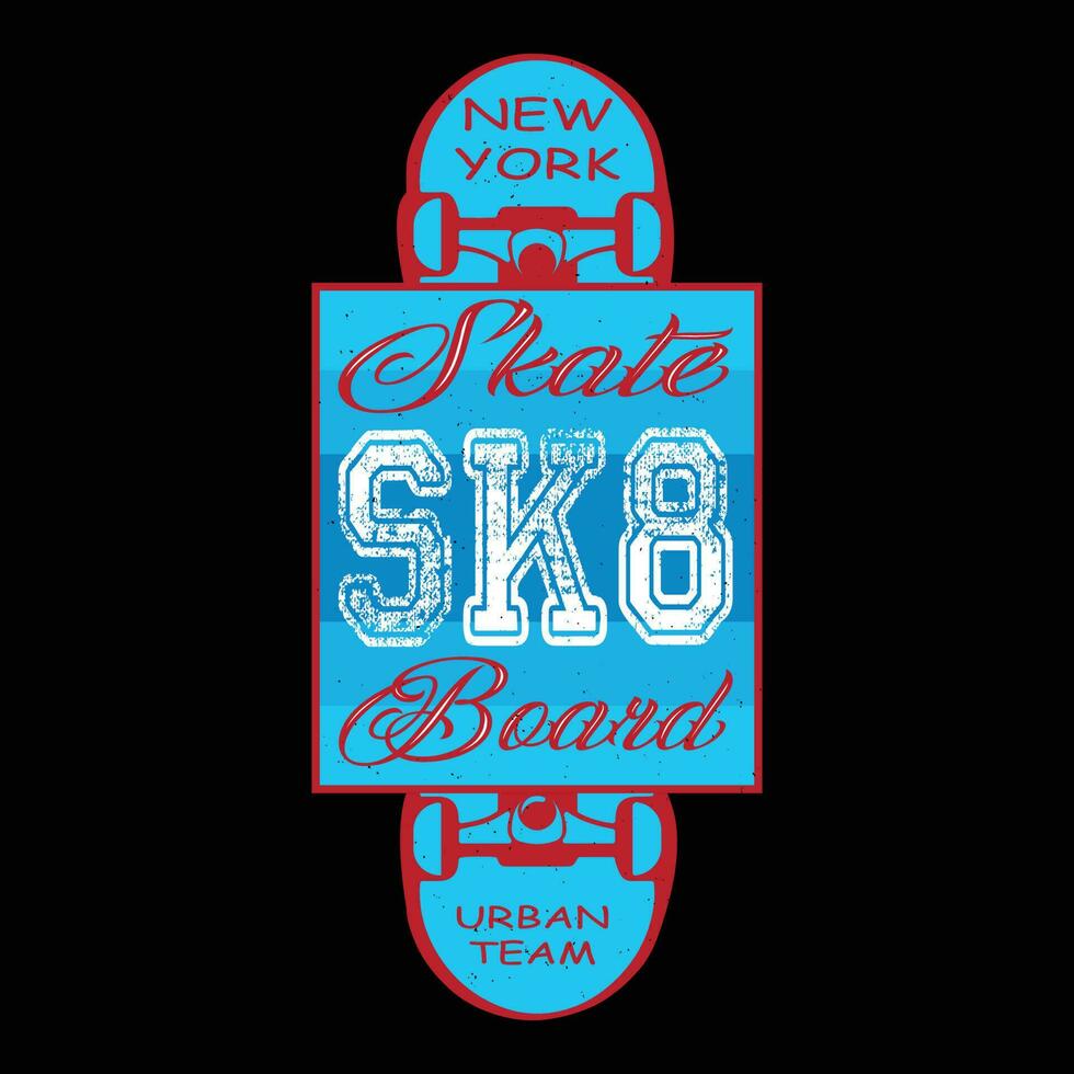 patineta sk8 nuevo York ciudad urbano equipo camiseta diseño vector