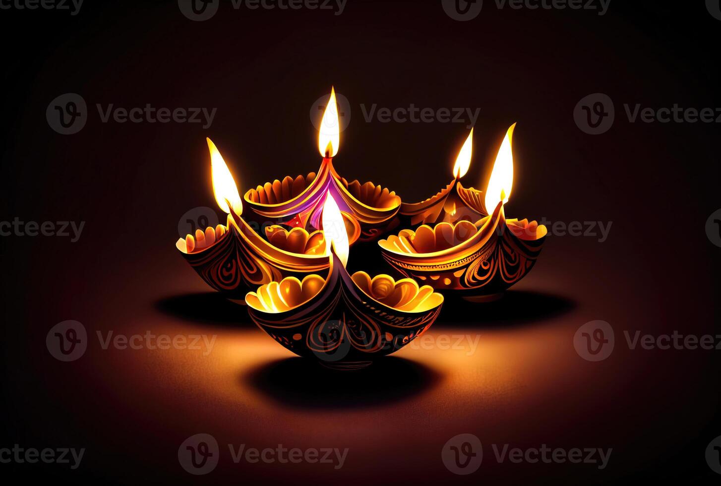 Diwali the festival of lights colorful lanterns with candlelight in the dark background. Holiday and culture concept. photo