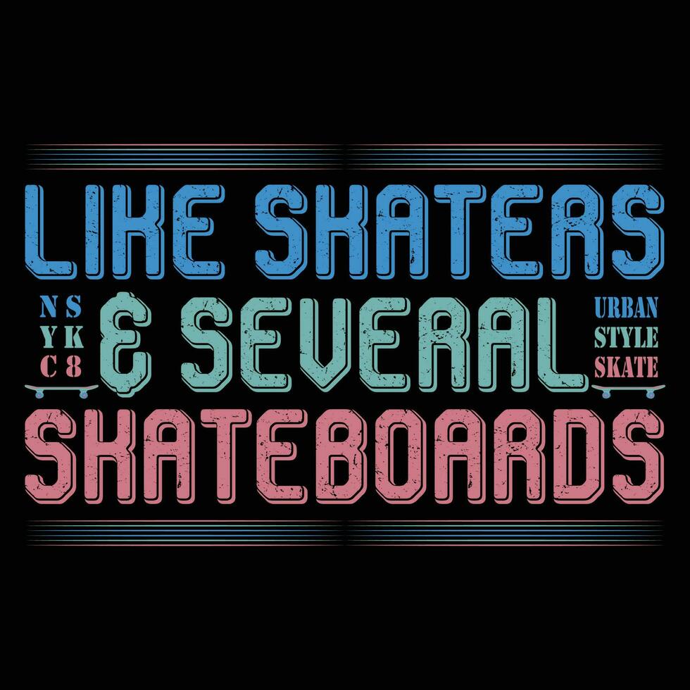 Life Skaters and Several Skatae Boards T-shirt Design vector