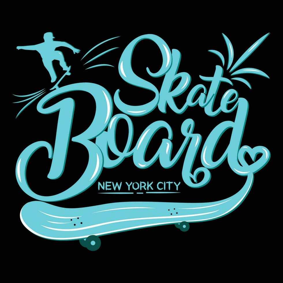 patinar tablero nuevo York ciudad camiseta diseño vector