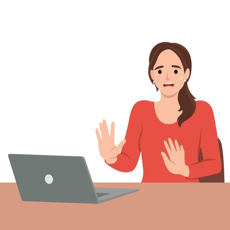 Woman making no hand sign or x symbol, crossing hands, expressing negative feeling, rejection, displeased vector