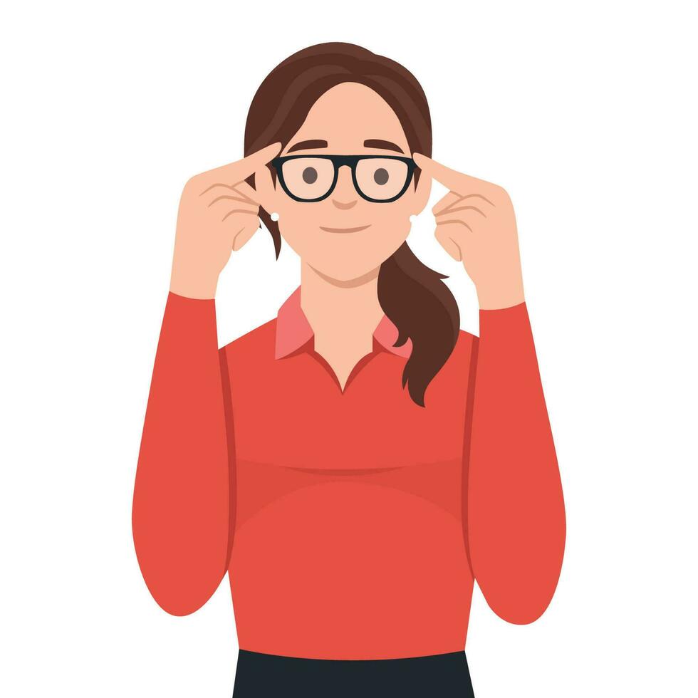 young business woman wearing glasses vector