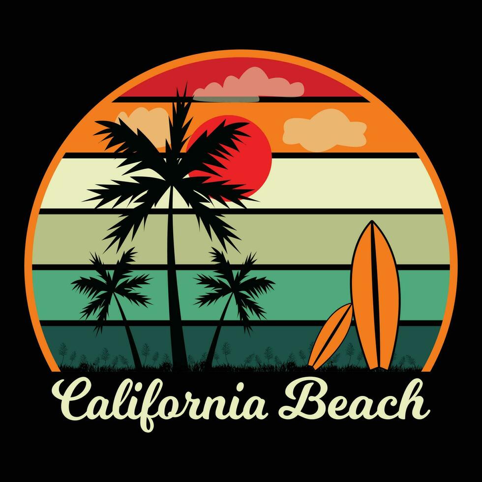 California Beach T-shirt Design vector