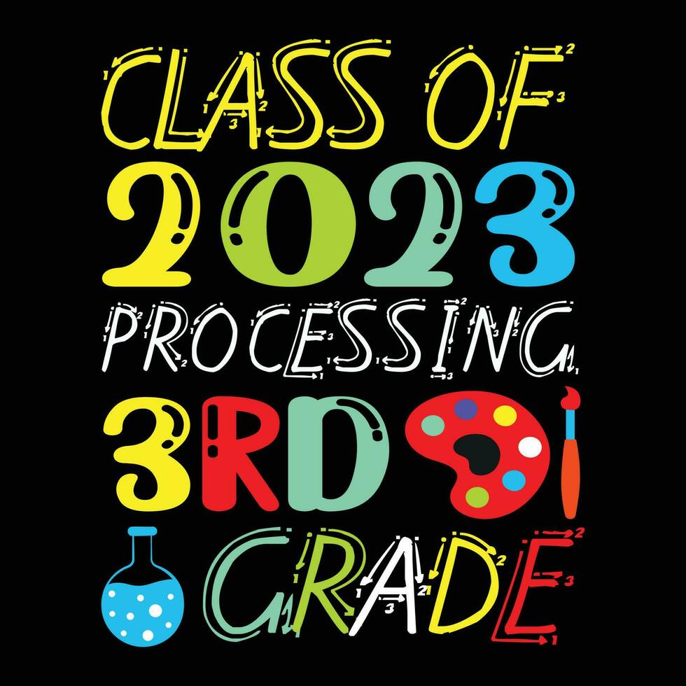 clase de 2023 Procesando 3ro grado camiseta diseño vector