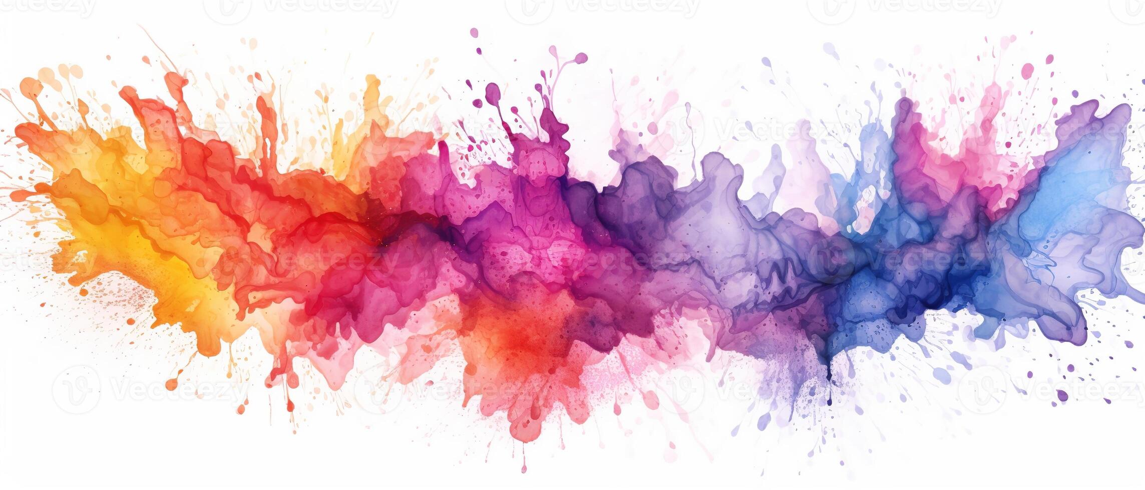 Multicolored splash watercolor template for designs on a white background. . photo